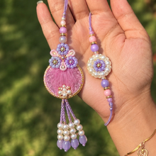 Purple circular pearls bhabhi lumba + bhai rakhi set