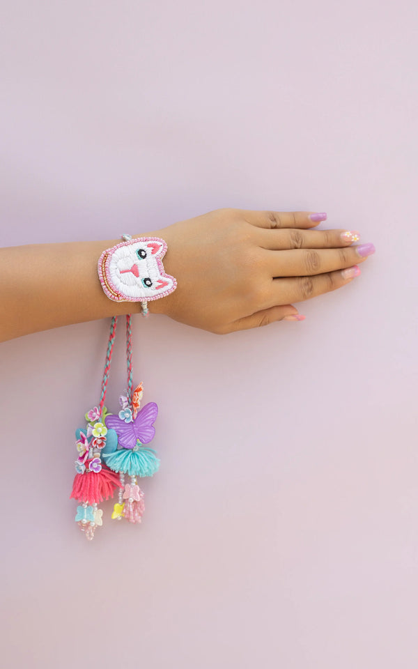 Kid's Pink Cat Lumba Beaded bulk Rakhi lumba