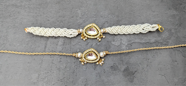 Diamond kundan bracklet and rakhi pair set
