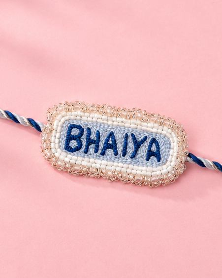 Bhaiya White Blue Brother Rakhi