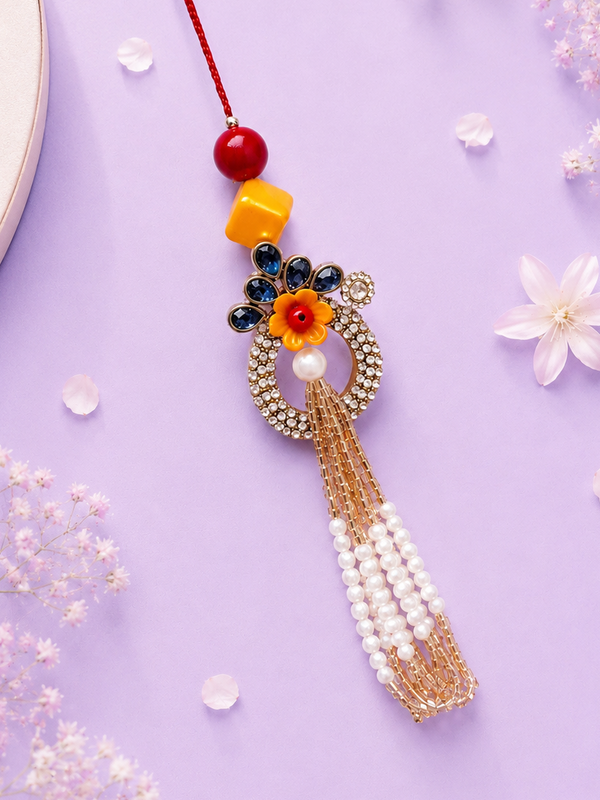 Noor Pearl Tassel Lumba Rakhi Set