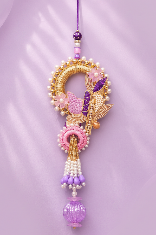 Purple Flower Rakhi Pair Set