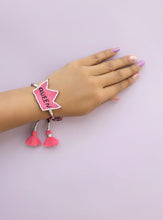 Pink QUEEN CROWN Beaded LUMBA Rakhi