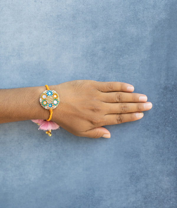 Bhai Orange Blue Mirror Bulk Rakhi