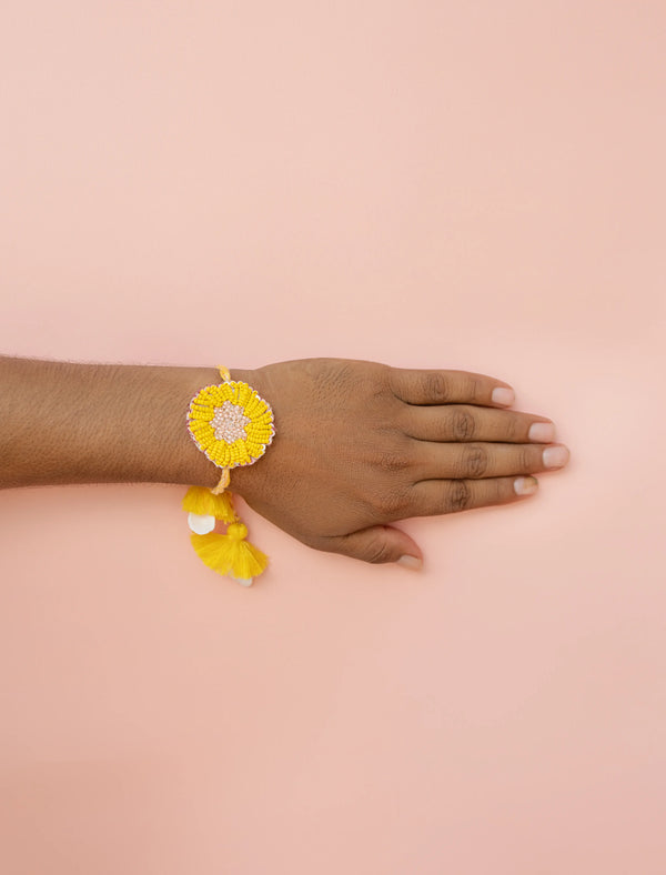 Bhai Yellow Sunflower Beaded Bulk Rakhi