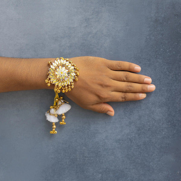 Bhai Golden Ghungru Mirror Beaded Rakhi