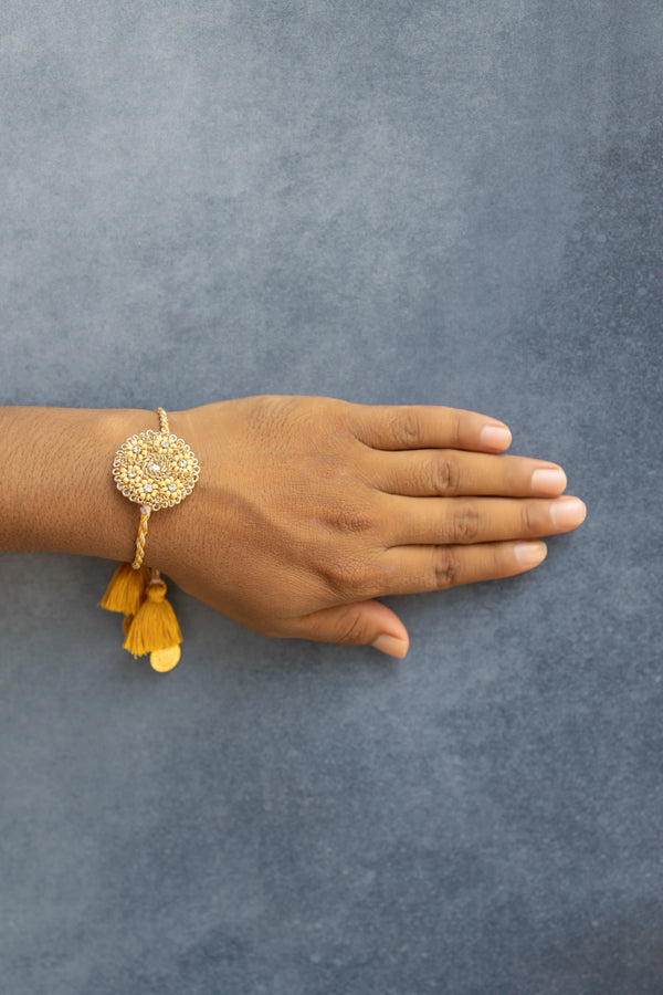 Bhai Cream Yellow Beaded Bulk Rakhi