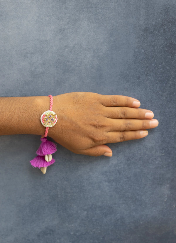 Bhai Pink Purple Beaded Bulk Rakhi