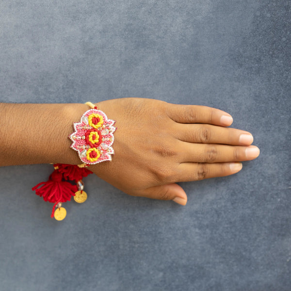 Bhai Red and Yellow Beaded Rakhi