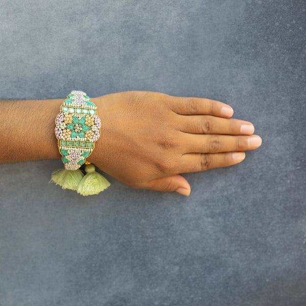 Bhai Green Purple Beaded Rakhi