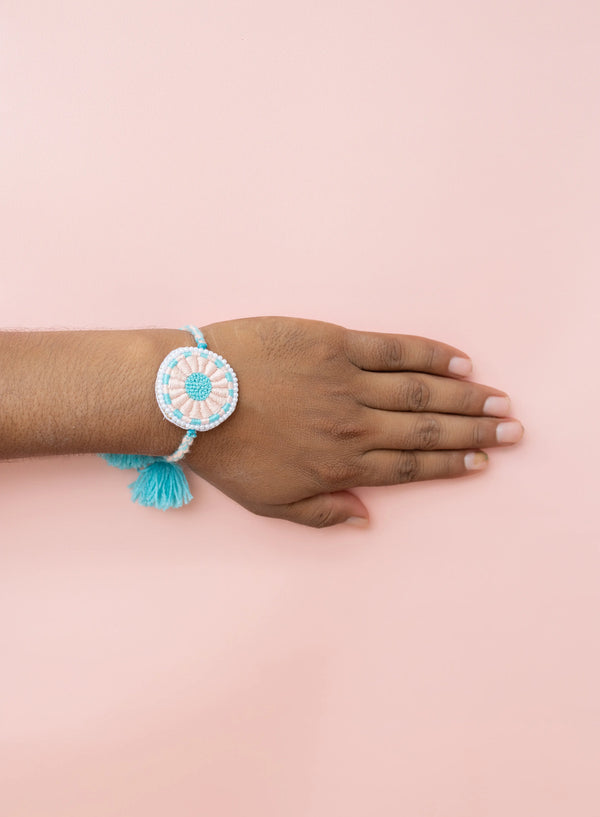 Bhai Peach Blue Beaded Bulk Rakhi