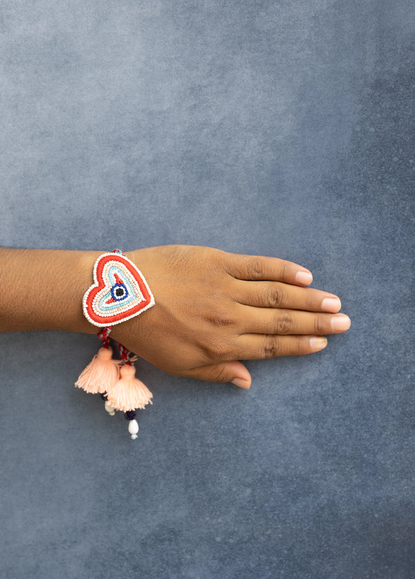 Bhai Multicolor Heart Beaded Bulk Rakhi