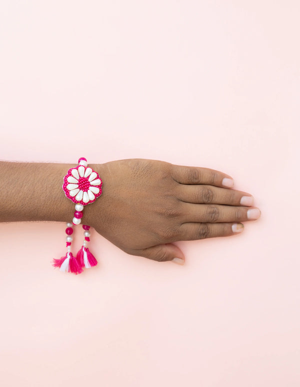 Bhai White Pink Flower Bulk Rakhi