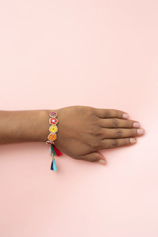 Bhai Muticolor Flower Beaded Bulk Rakhi