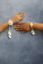 White pearl  Beaded Lumba Rakhi pair set