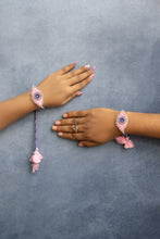 Pink blue  evil Eye Beaded Lumba Rakhi pair set