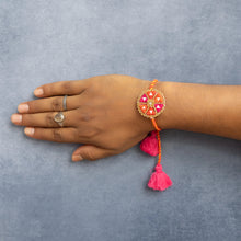 Bhai Orange Pink Beaded Rakhi