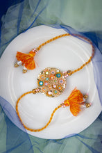 Bhai Orange Blue Beaded Rakhi