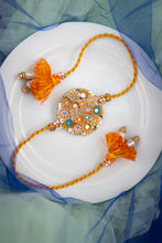 Bhai Orange Golden Beaded rakhi