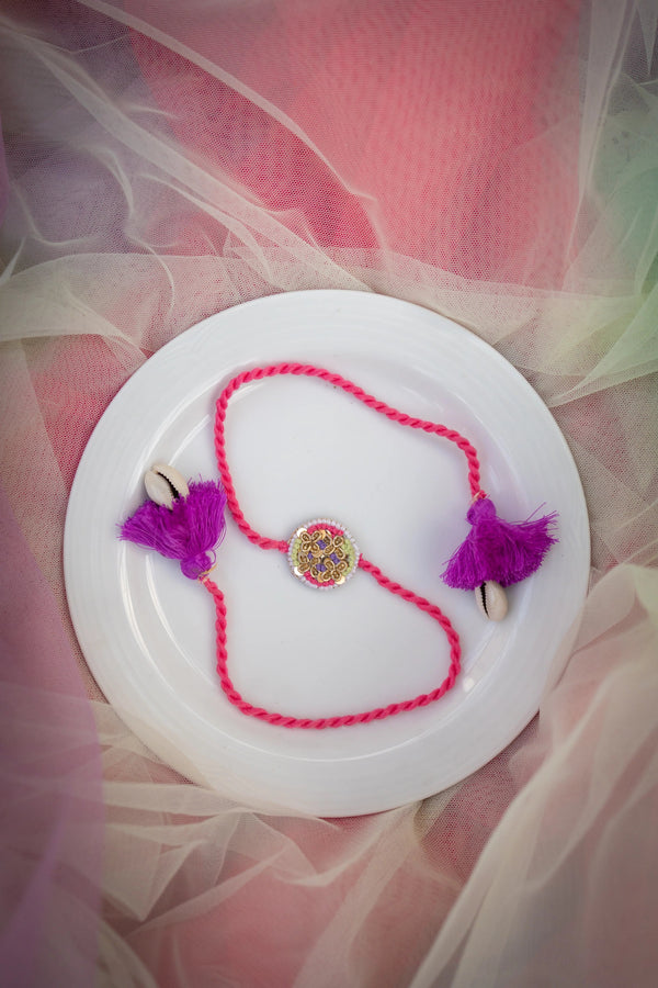 Bhai Pink Purple Beaded Rakhi