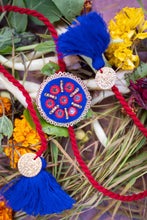 Bhai Blue Red Mirror Beaded Rakhi