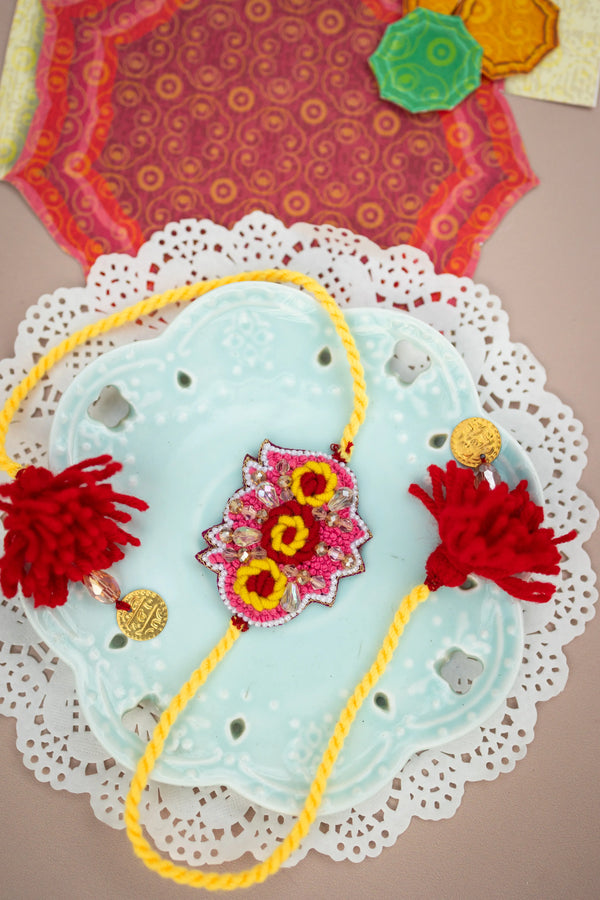 Bhai Red and Yellow Beaded Bulk Rakhi