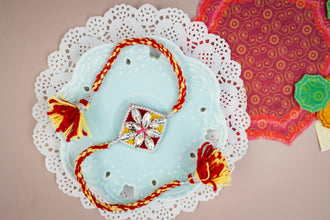 Bhai Red Yellow Crystal Beaded Rakhi