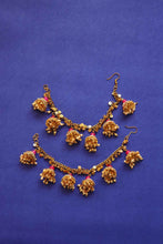 Pind and Yellow Tikka and Earring