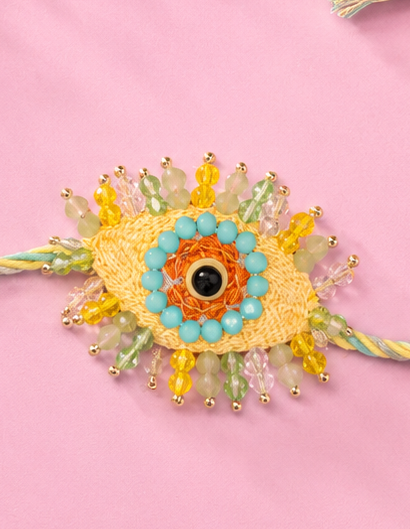 Yellow Evil Eye Rakhi