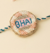 Embroidery Peach Blue Bhai Rakhi