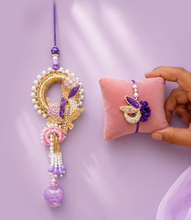 Purple Flower Rakhi Pair Set