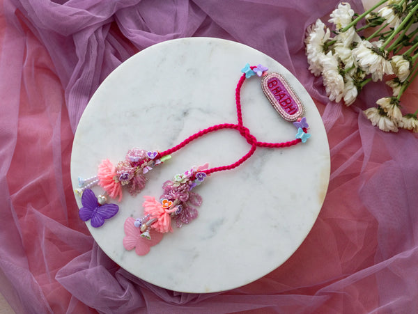 BHABHI Pink Violet Beaded LUMBA bulk Rakhi hangings