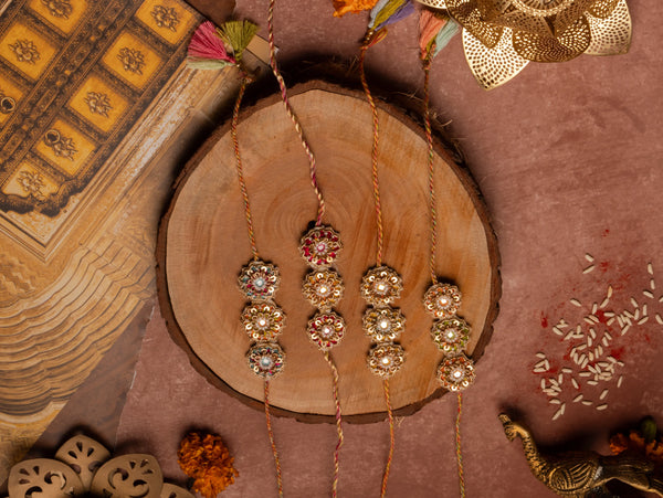 Bhai Golden Pink Flower Bulk Rakhi