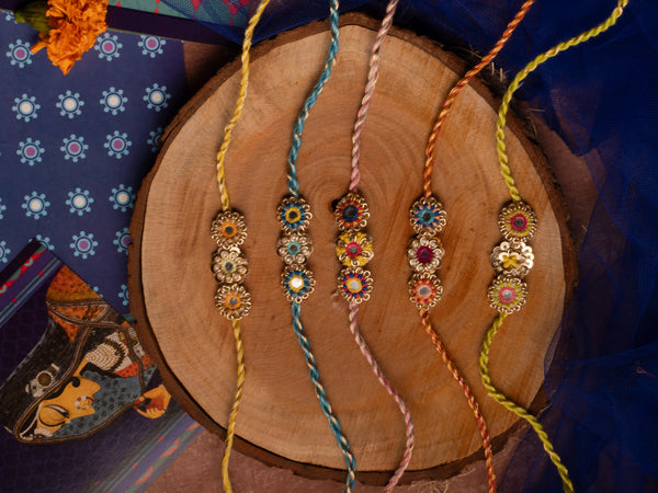 Bhai Three blue Flower Bulk Rakhi