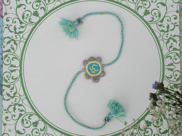 Bhai Blue Silver Om beaded Bulk Rakhi