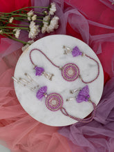 Violet Beaded Lumba Rakhi pair set
