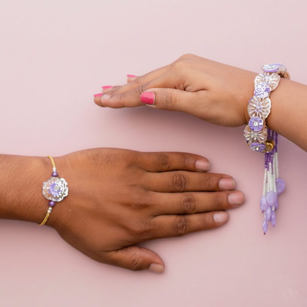 Purple Bracelet Rakhi Pair Set