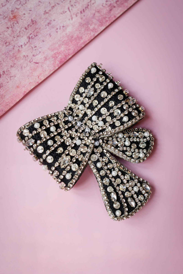 Bina Embellished Crystal Hair Bow Barrett Clip (1 pcs)