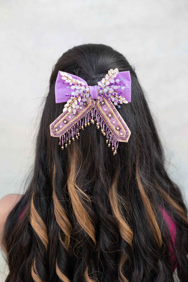 Bhakti Embellished Crystal Hair Bow Barrett Clip (1 pcs)