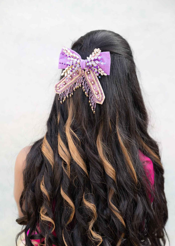 Bhakti Embellished Crystal Hair Bow Barrett Clip (1 pcs)