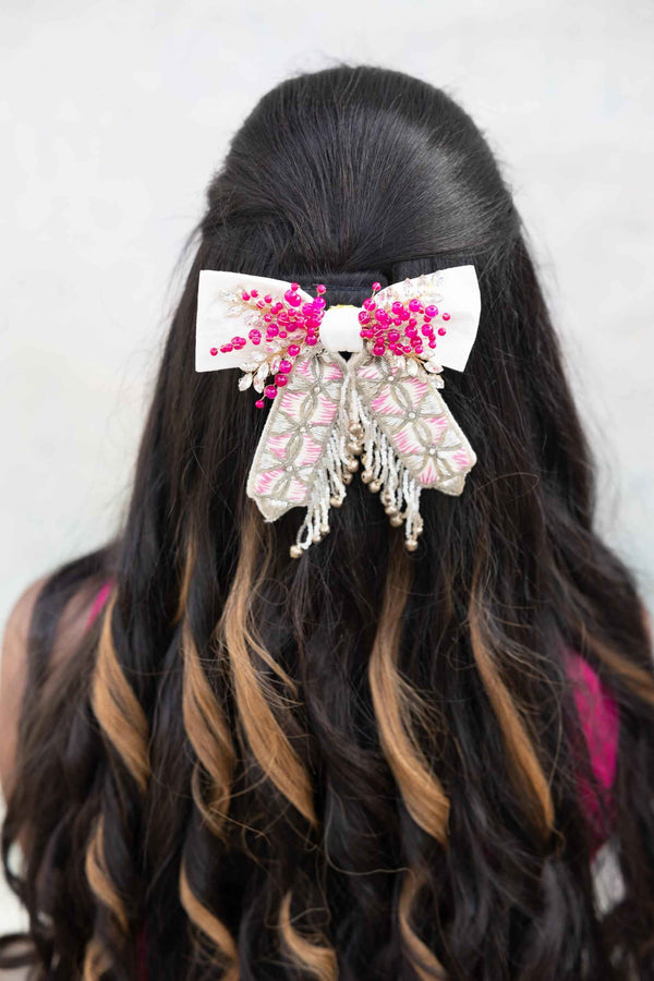 Banidita Embellished Crystal Hair Bow Barrett Clip (1 pcs)