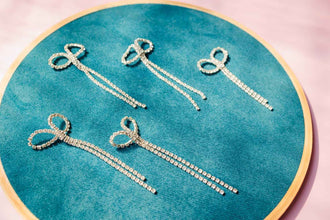 Chetna Embellished Crystal Hair Bow Barrett Clip (Set of 6)