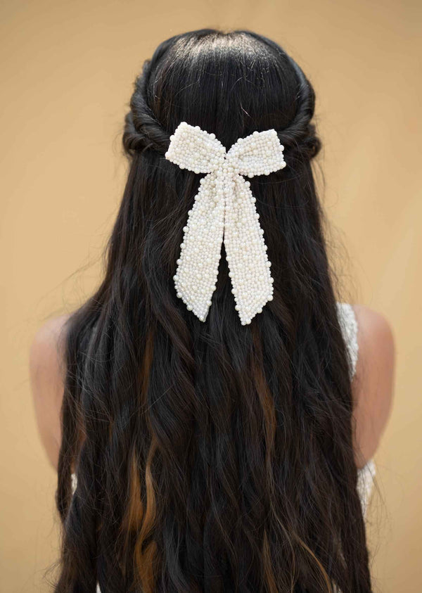 Eshita Crystal Hair Bow Barrett Clip (1 pcs)