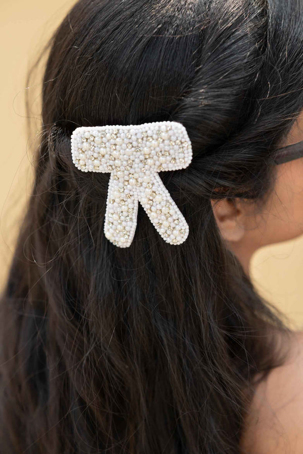Phalak Embellished Crystal Hair Bow Barrett Clip (1 pcs)