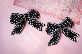 Chhavi Embellished Crystal Hair Bow Barrett Clip (1pc)