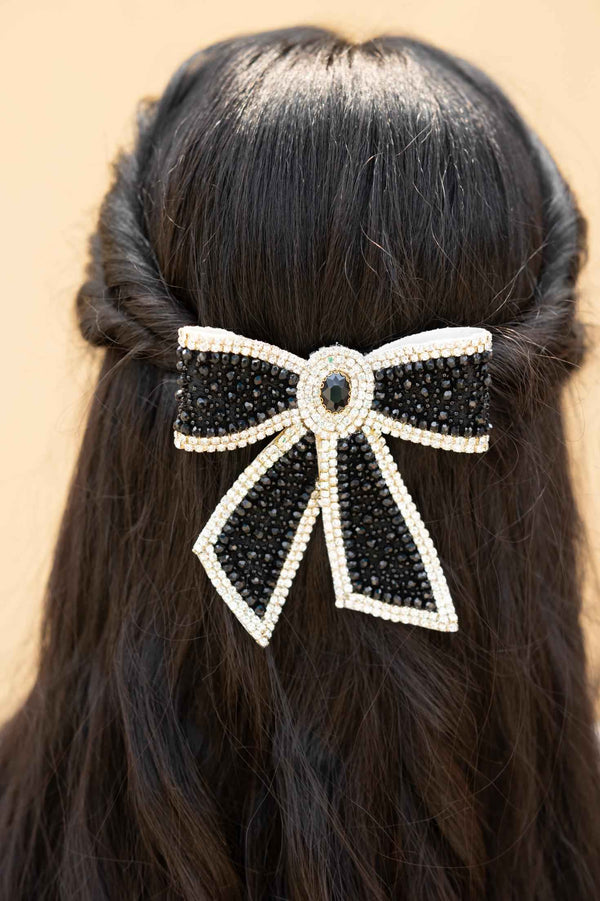 Disha Embellished Crystal Hair Bow Barrett Clip (1pc)
