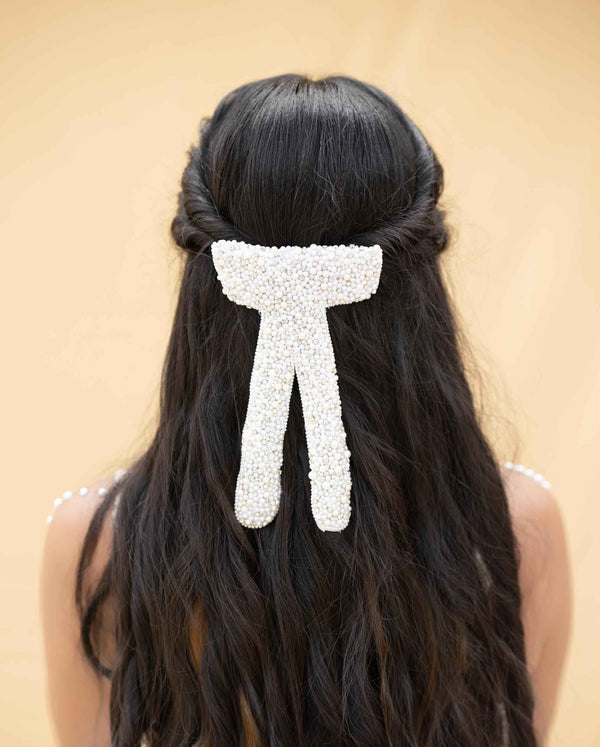 Damini Embellished Crystal Hair Bow Barrett Clip (1pc)
