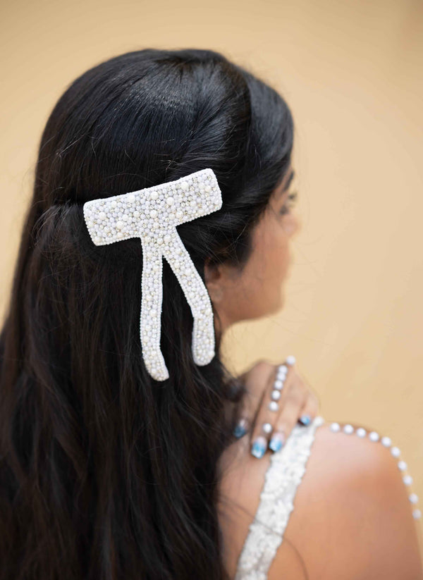 Dhara Embellished Crystal Hair Bow Barrett Clip (1pc)
