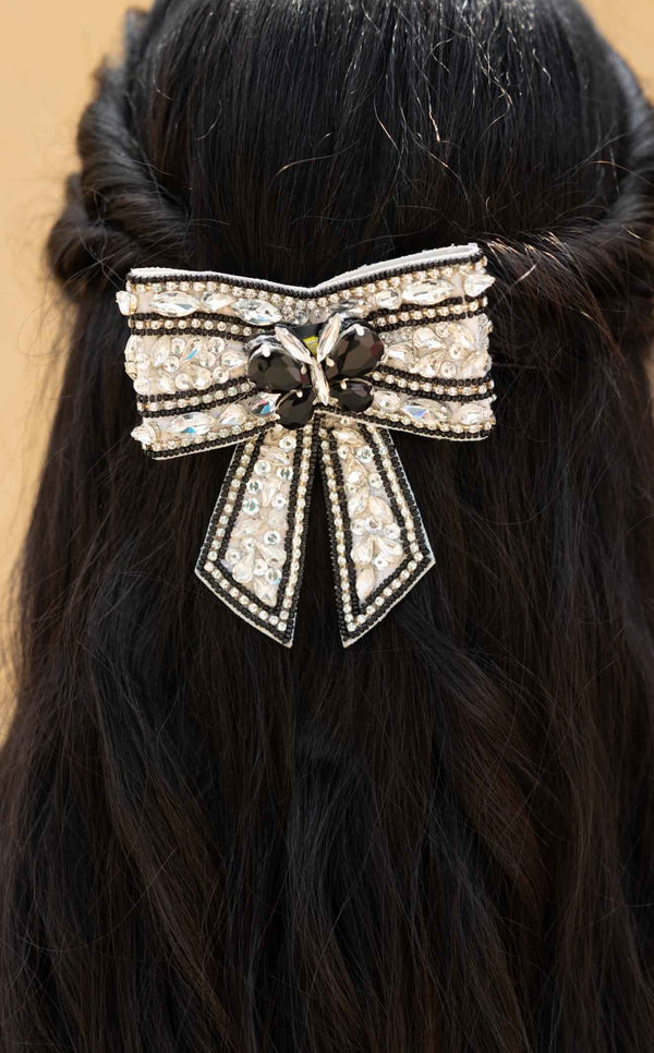 Deeksha Embellished Crystal Hair Bow Barrett Clip (1pc)