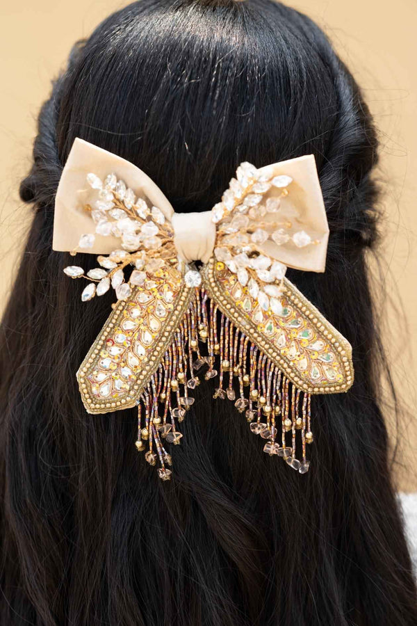 Daya Embellished Crystal Hair Bow Barrett Clip (1pc)